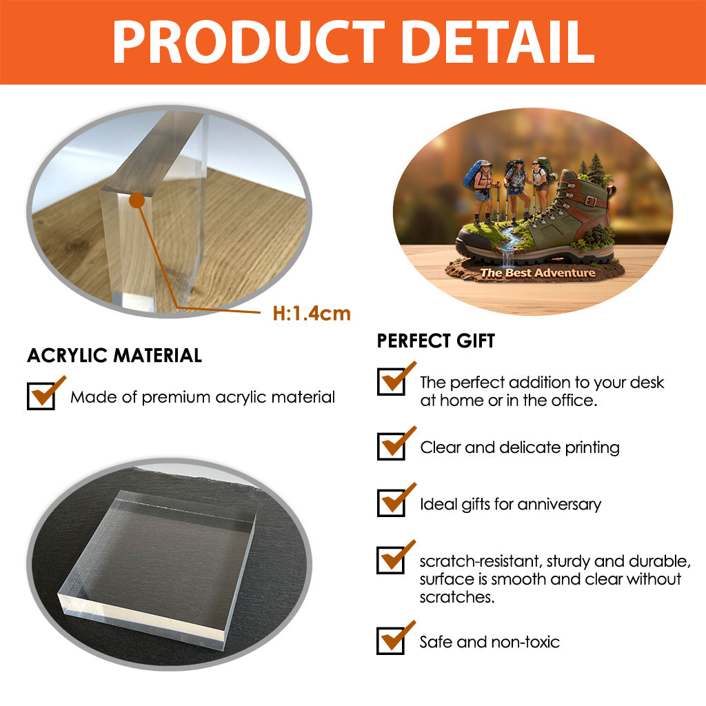 Wanderbegeisterte – Personalisierte Acrylplakette in individueller Wanderform