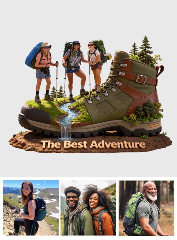 Wanderbegeisterte – Personalisierte Acrylplakette in individueller Wanderform