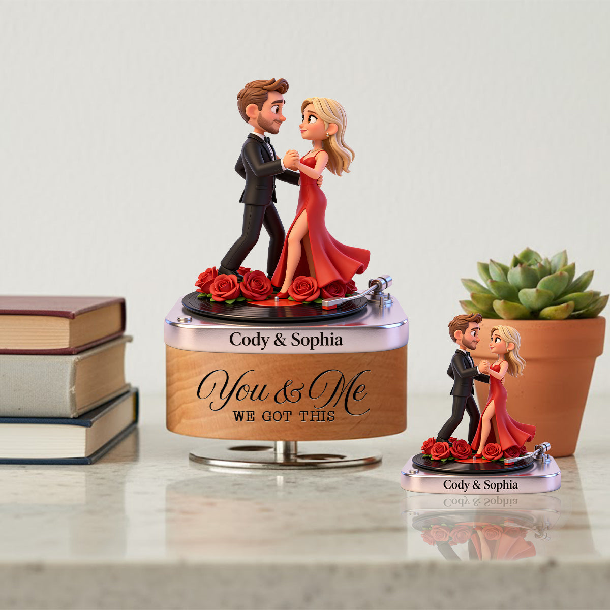 Any Photo Any Gift For Couple - Personalized Couple Rotating Music Plaque