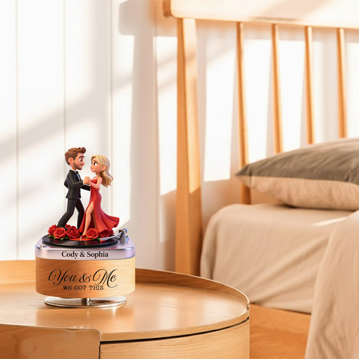 Any Photo Any Gift For Couple - Personalized Couple Rotating Music Plaque