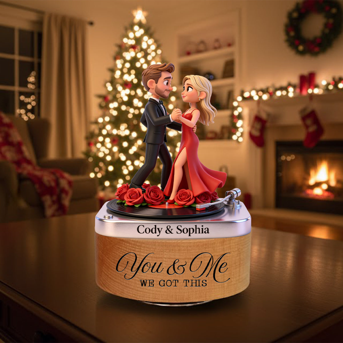 Any Photo Any Gift For Couple - Personalized Couple Rotating Music Plaque