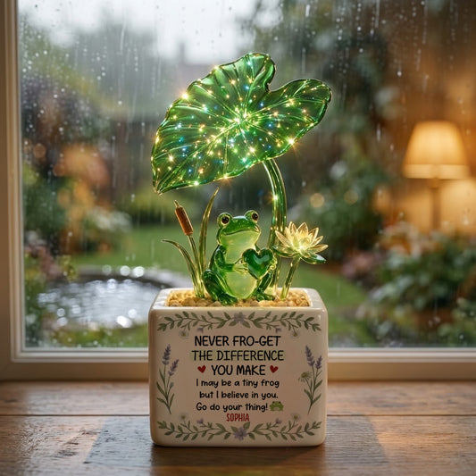 Emotional Support, Cute Frog - Personalized Frog LED Light Ceramic Pot
