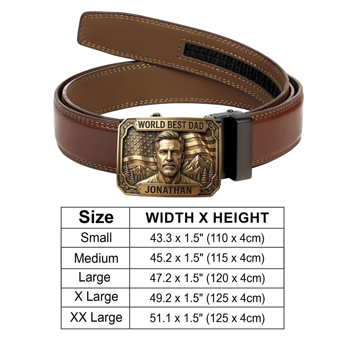 Unique Gift For Father's Day - Personalized Father Leather Belt With Shaped Buckle