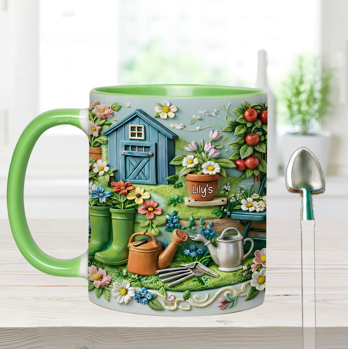 Gardening Mug, Gardening Lover Gift - Personalized Gardening Set Accent Mug With Acrylic Stirrers