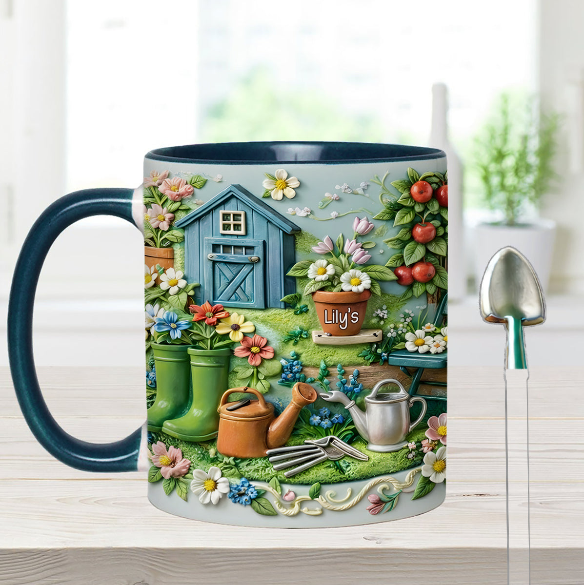Gardening Mug, Gardening Lover Gift - Personalized Gardening Set Accent Mug With Acrylic Stirrers