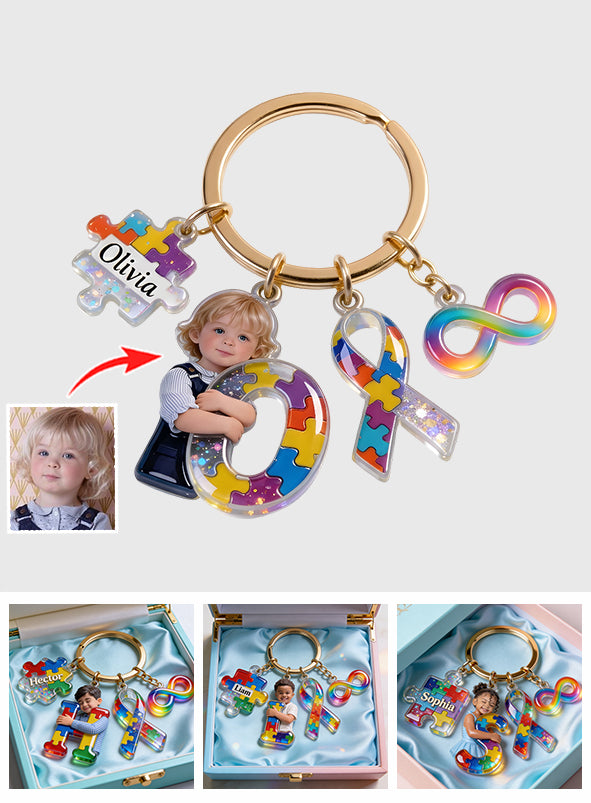 Autism Letter - Personalized Autism Awareness Keychain With Charms