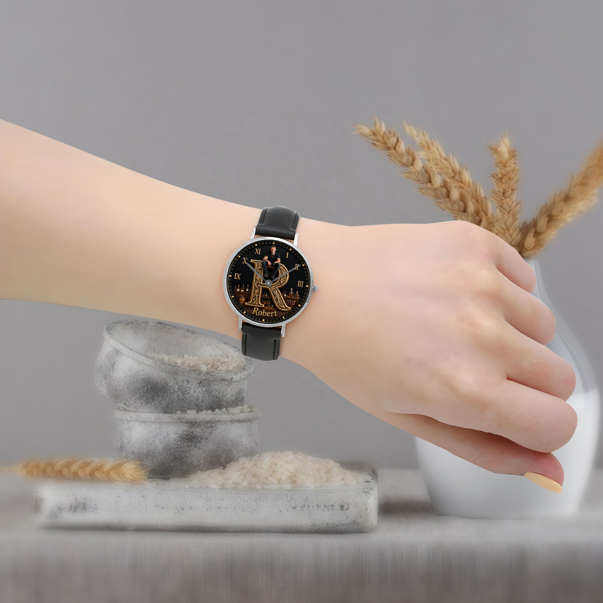 Any Photo Monogram - Personalized Real Men Hand Watch