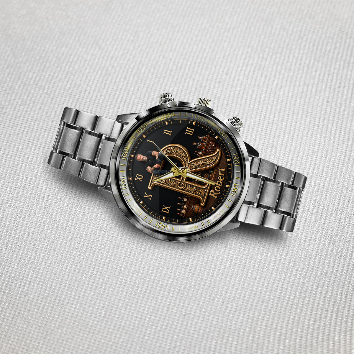 Any Photo Monogram - Personalized Real Men Hand Watch