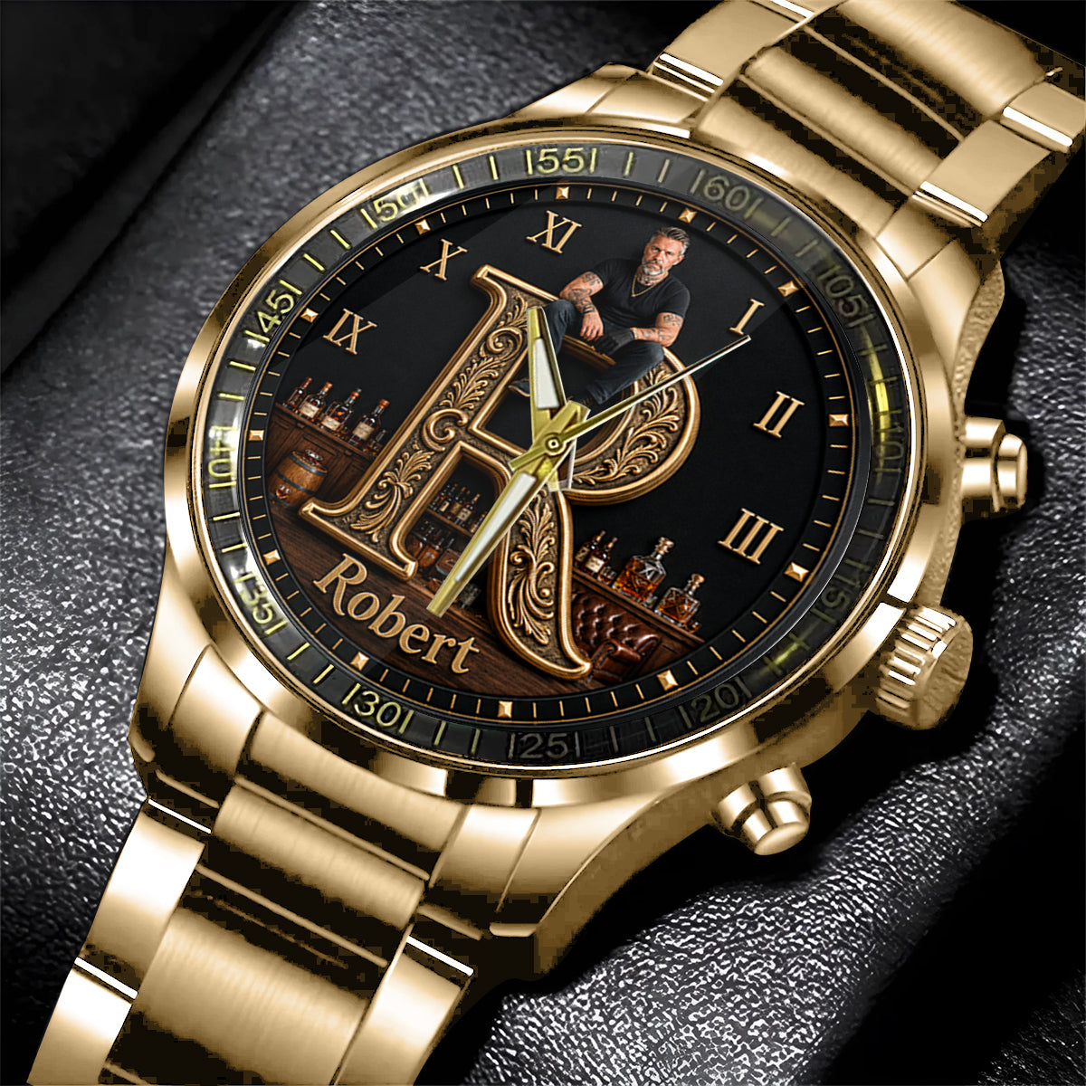 Any Photo Monogram - Personalized Real Men Hand Watch
