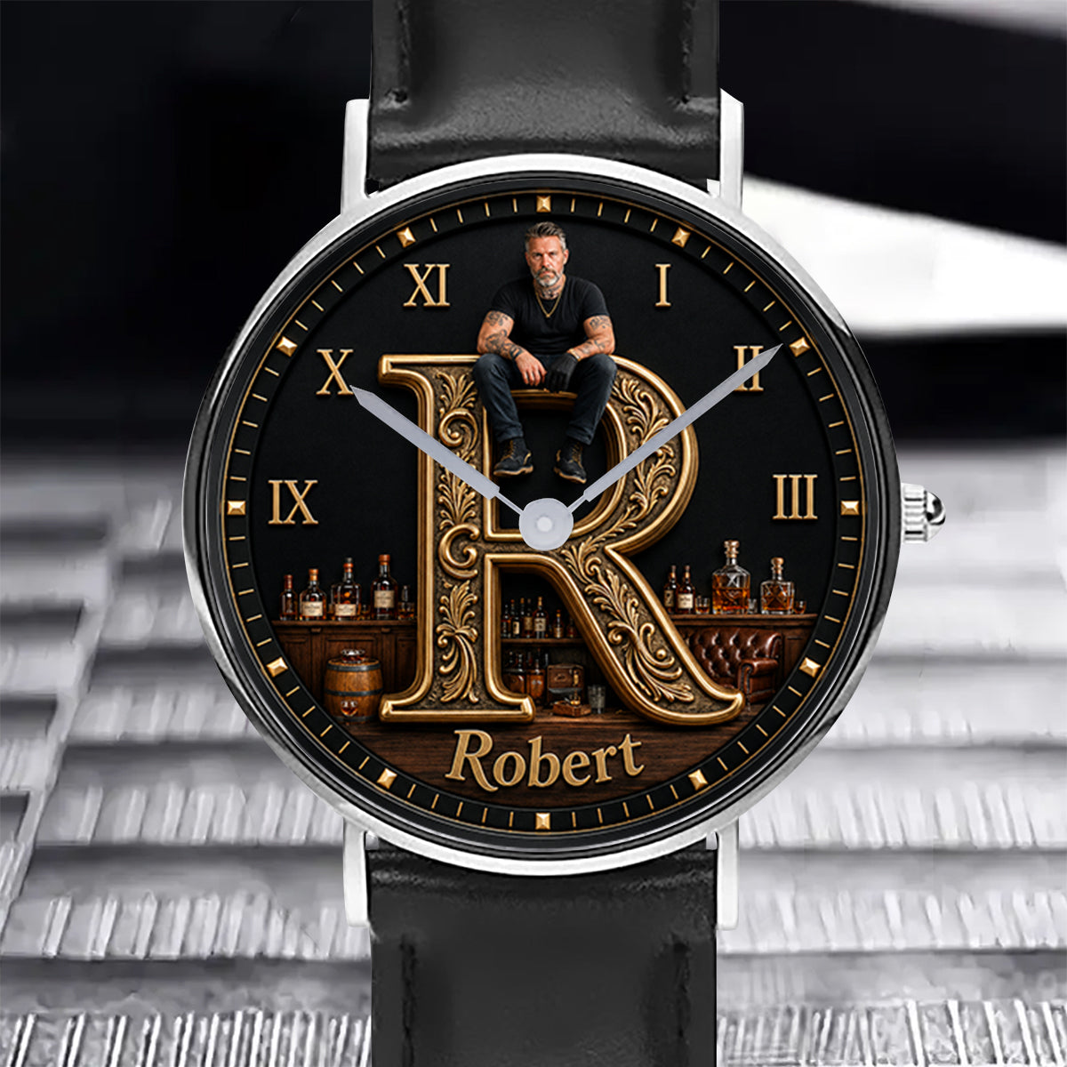 Any Photo Monogram - Personalized Real Men Hand Watch
