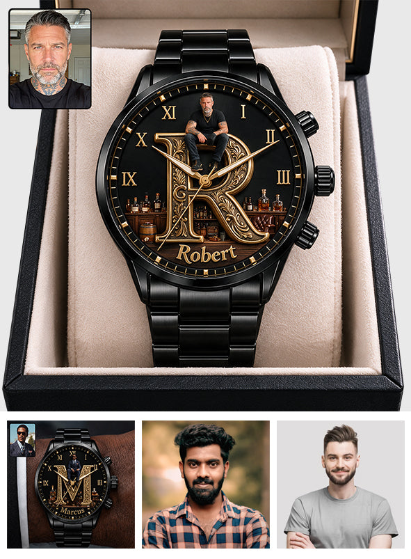 Any Photo Monogram - Personalized Real Men Hand Watch