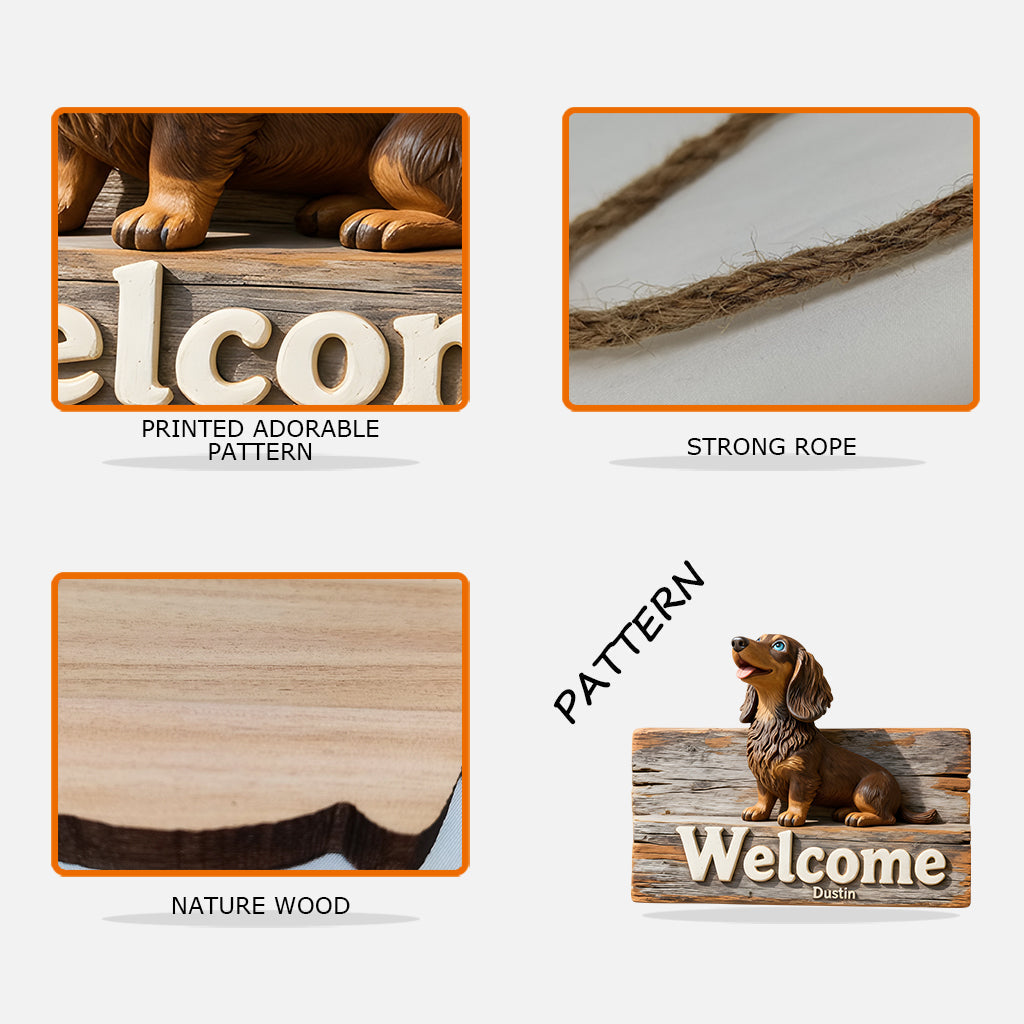 Welcome - Personalized Dog Custom Shaped Wood Sign