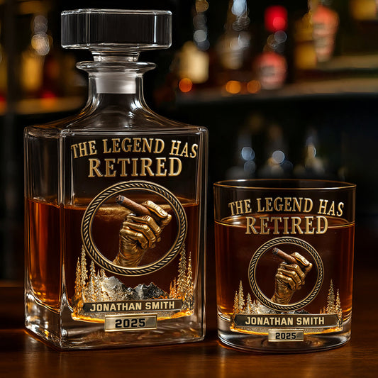 The Legend Has Retired - Personalized Retired Whiskey Decanter Set