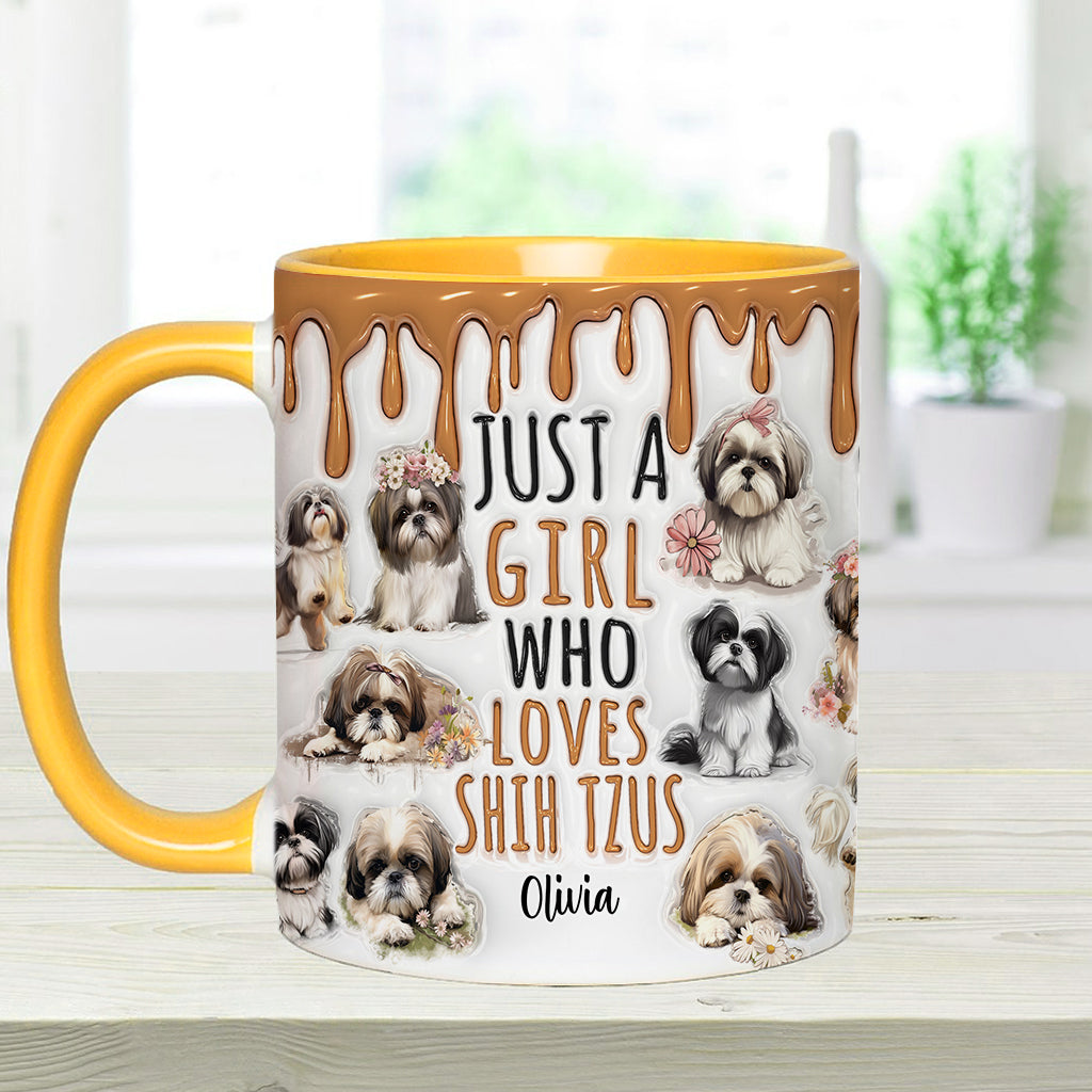Personalisierte Tasse mit Hundemotiv – Einfach ein Mädchen, das Shih Tzus liebt