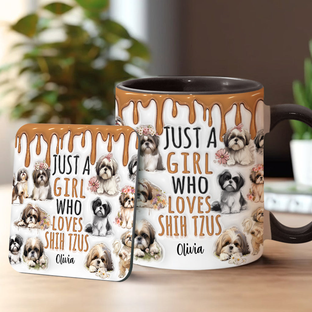 Personalisierte Tasse mit Hundemotiv – Einfach ein Mädchen, das Shih Tzus liebt