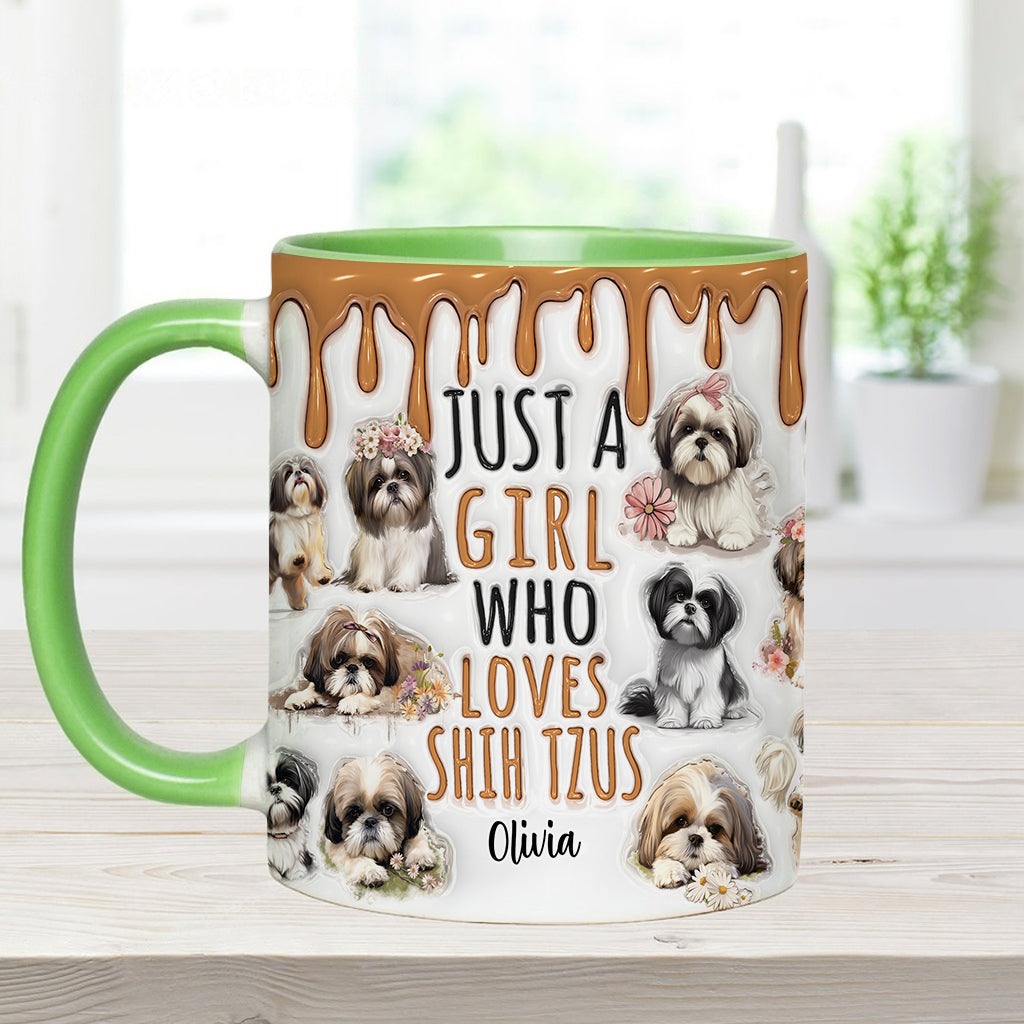 Personalisierte Tasse mit Hundemotiv – Einfach ein Mädchen, das Shih Tzus liebt