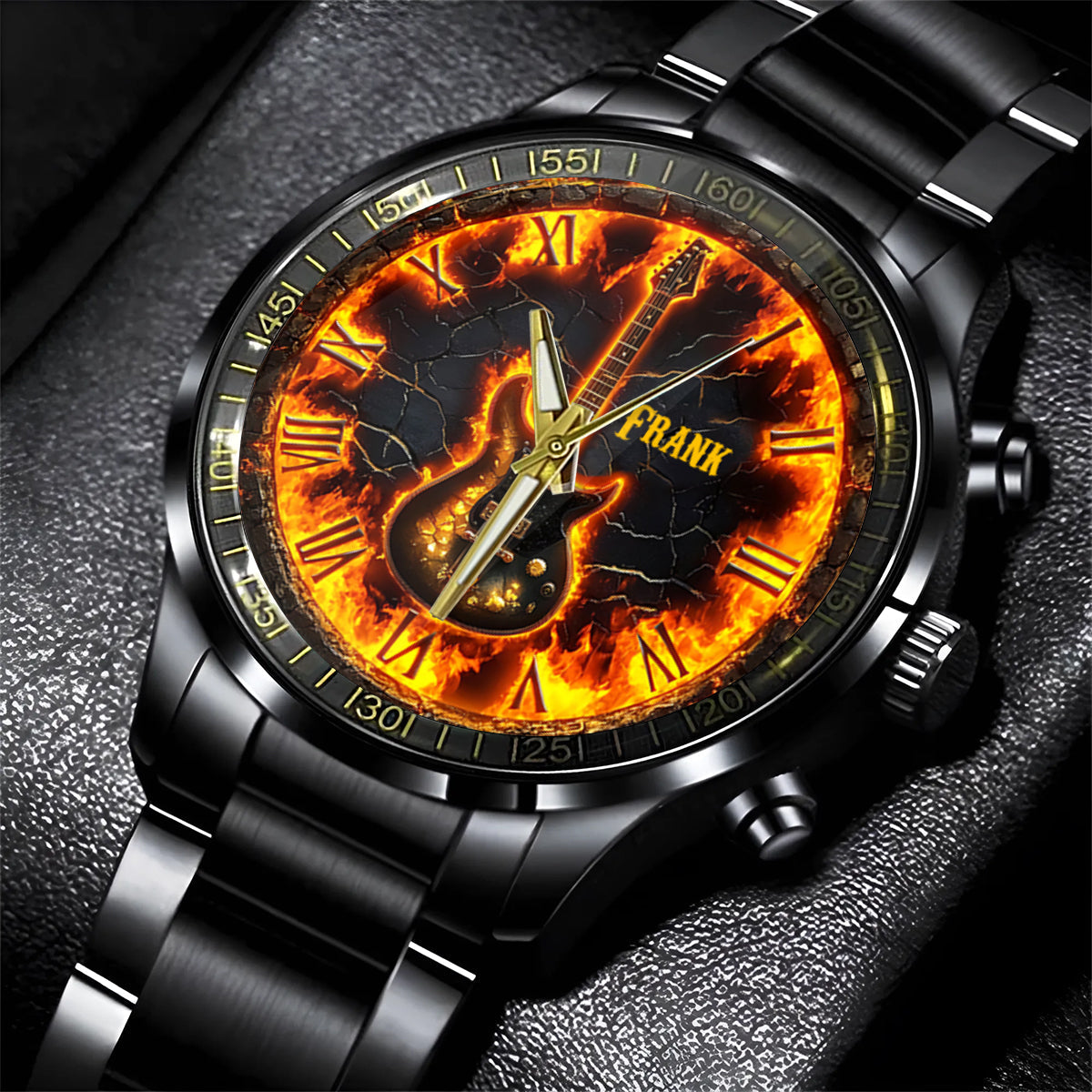 Fire Guitar – Personalisierte Gitarren-Handuhr