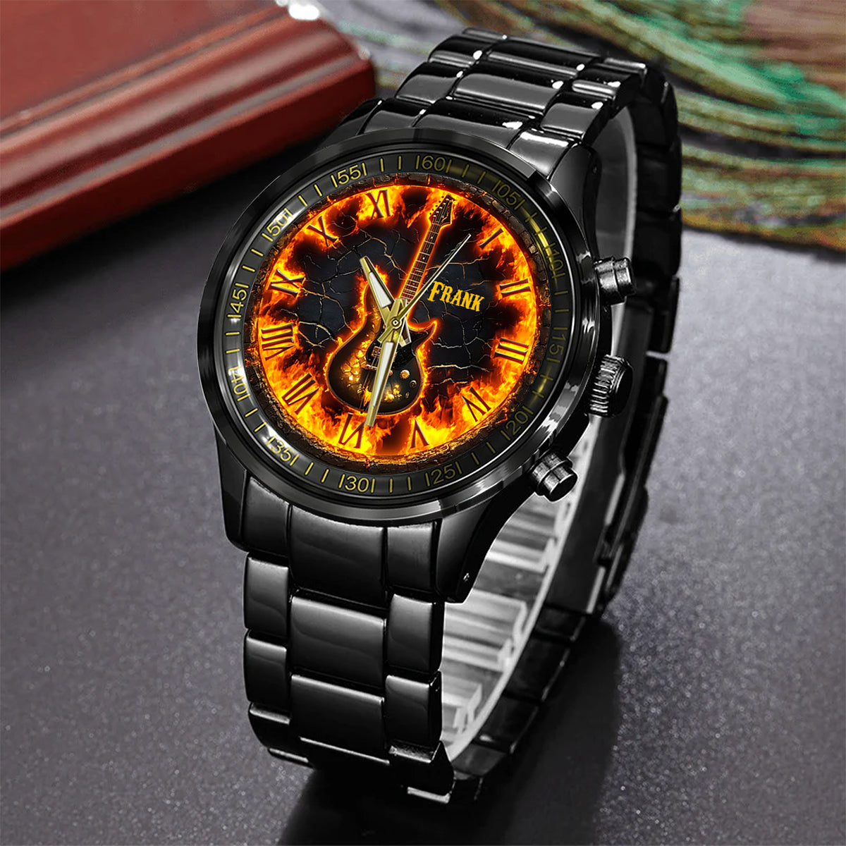 Fire Guitar – Personalisierte Gitarren-Handuhr