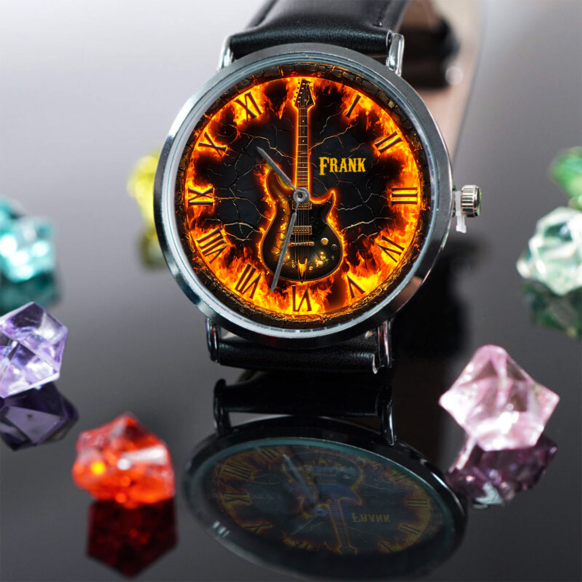 Fire Guitar – Personalisierte Gitarren-Handuhr