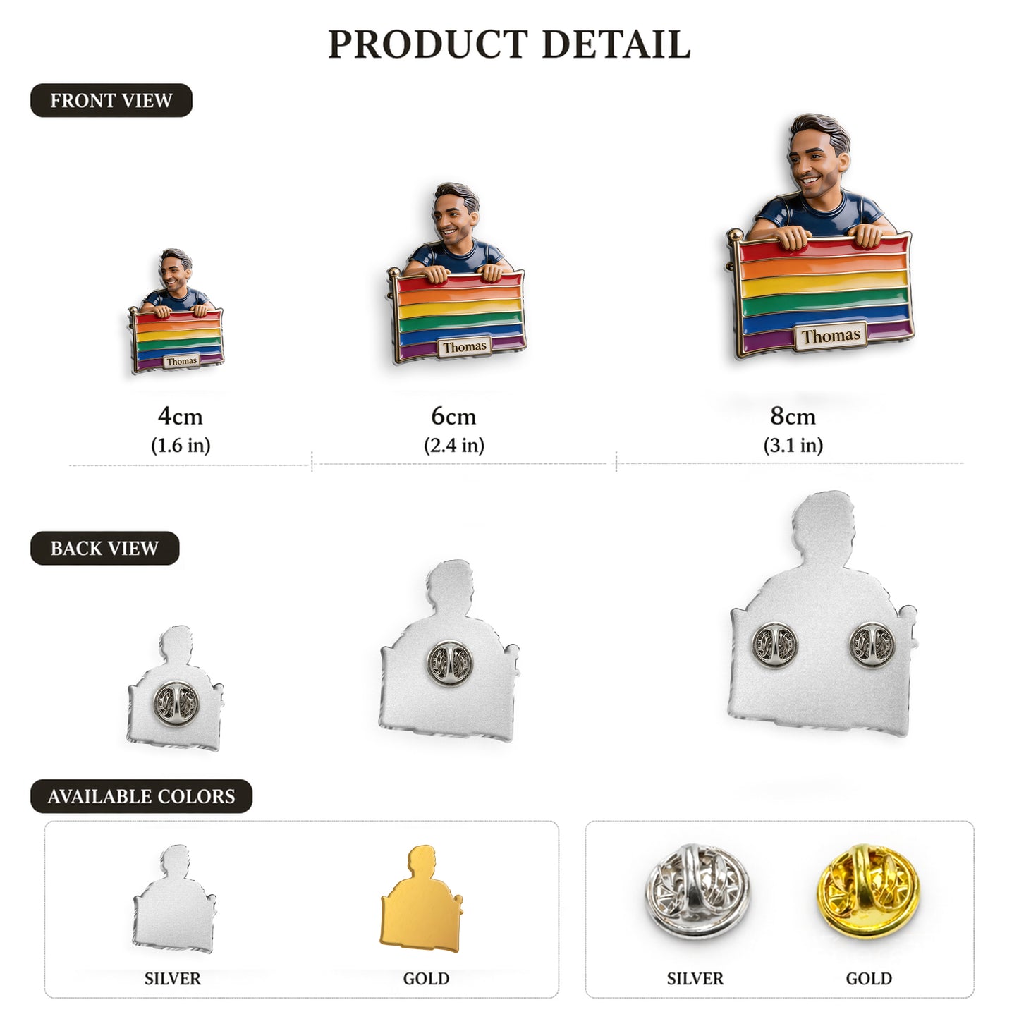 Proud Me - Personalized LGBT Support 3D Embossed Enamel Pin