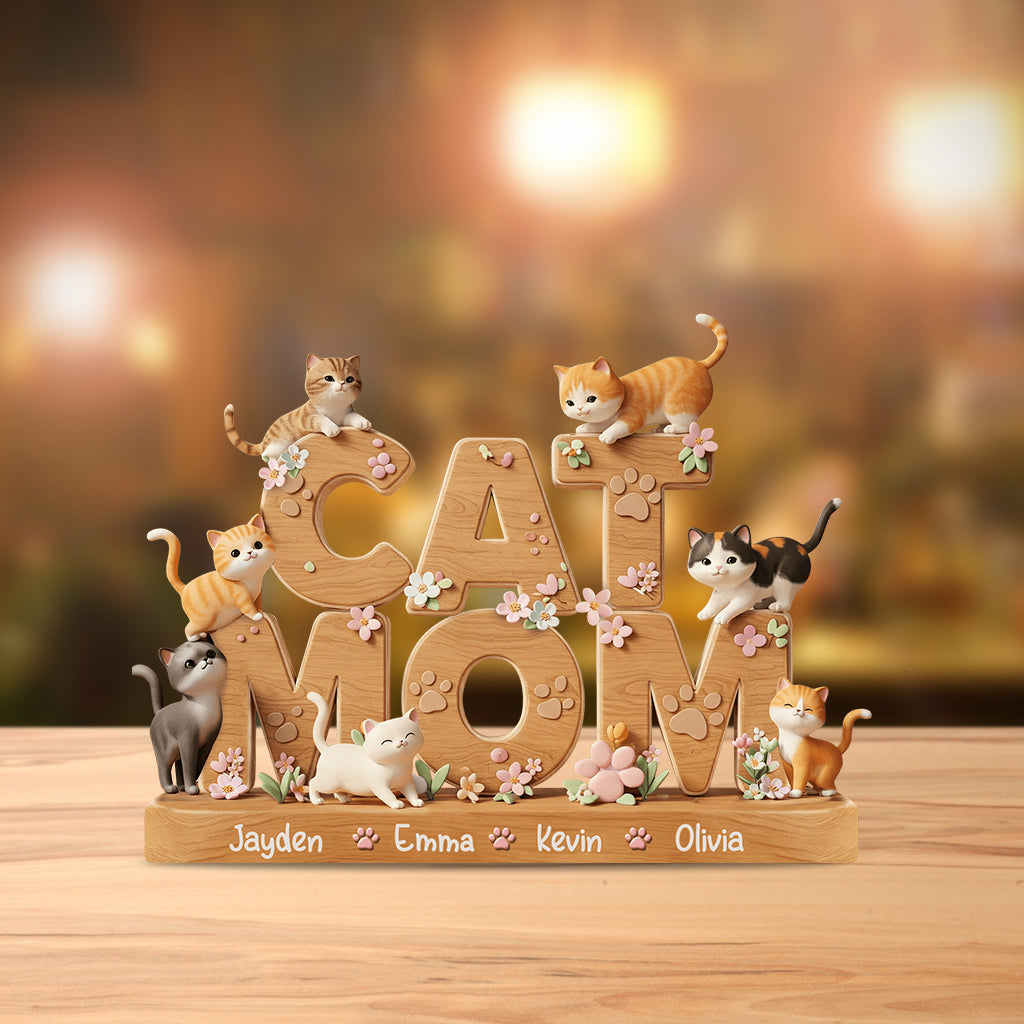 Ich liebe Katzen – Personalisierte Acrylplakette in Katzenform