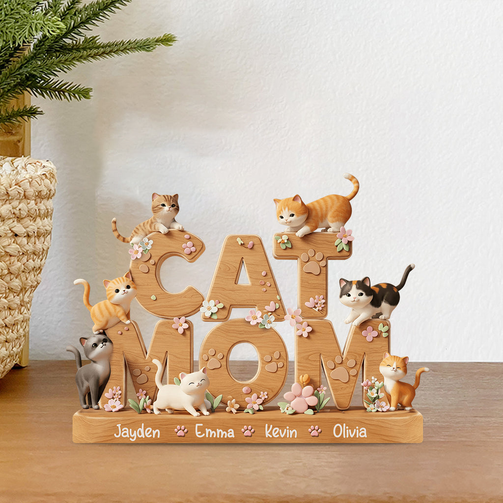 Ich liebe Katzen – Personalisierte Acrylplakette in Katzenform