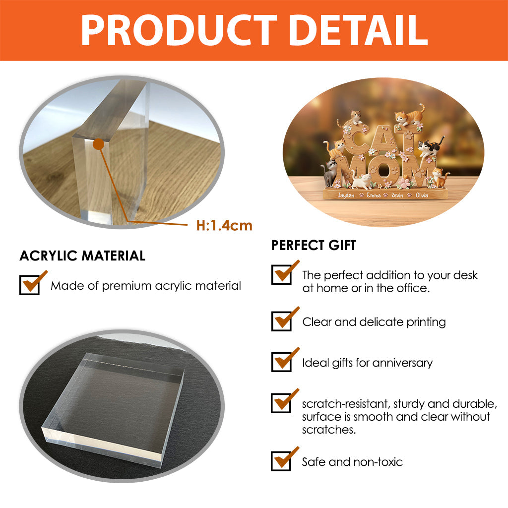 Ich liebe Katzen – Personalisierte Acrylplakette in Katzenform