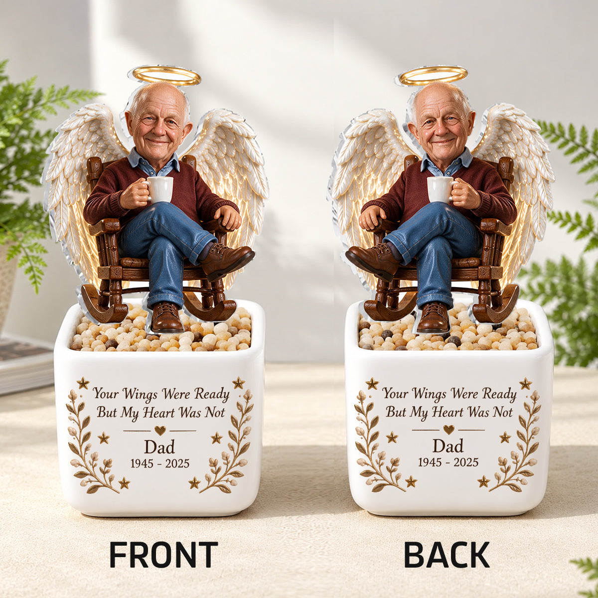 Miss You Forever - Personalized Memorial LED Light Ceramic Pot