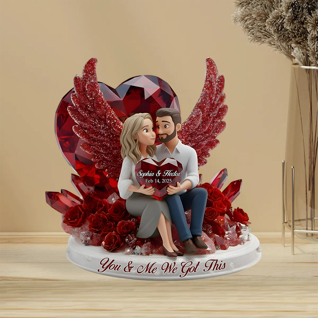 Du und ich, wir schaffen das – personalisierte Acrylplakette in individueller Form für Paare