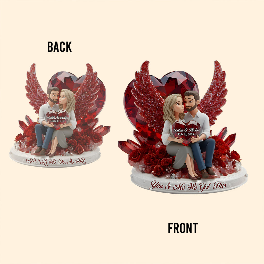 Du und ich, wir schaffen das – personalisierte Acrylplakette in individueller Form für Paare