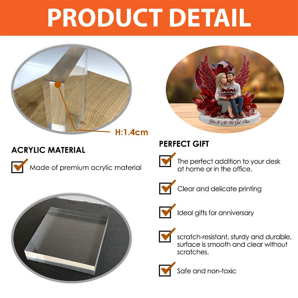 Du und ich, wir schaffen das – personalisierte Acrylplakette in individueller Form für Paare