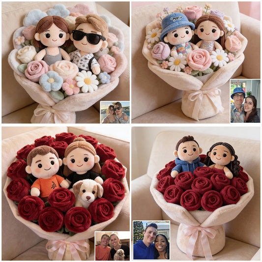 Wunderschöner Rosenstrauß für Paare – personalisiertes Kissen in Fellform