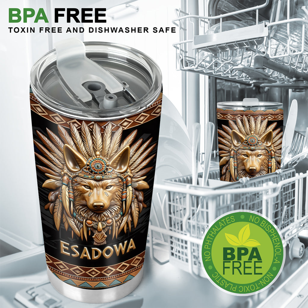 Native Pride, Native American Wolf - Personalized American Indian Tumbler