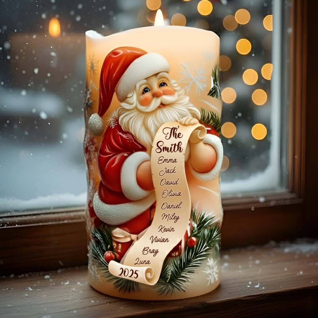 Santa Claus Gift List - Personalized Family Flameless Candle