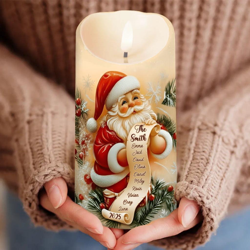 Santa Claus Gift List - Personalized Family Flameless Candle