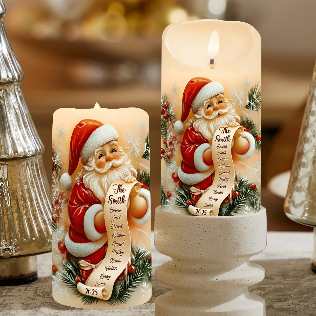 Santa Claus Gift List - Personalized Family Flameless Candle