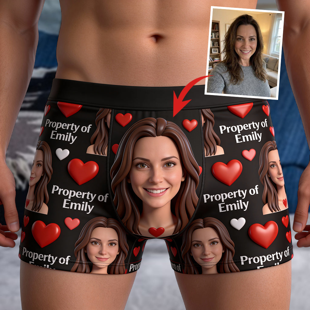 Property Of Girlfriends, Boyfriends - Personalized Couple Men’s Boxer Briefs
