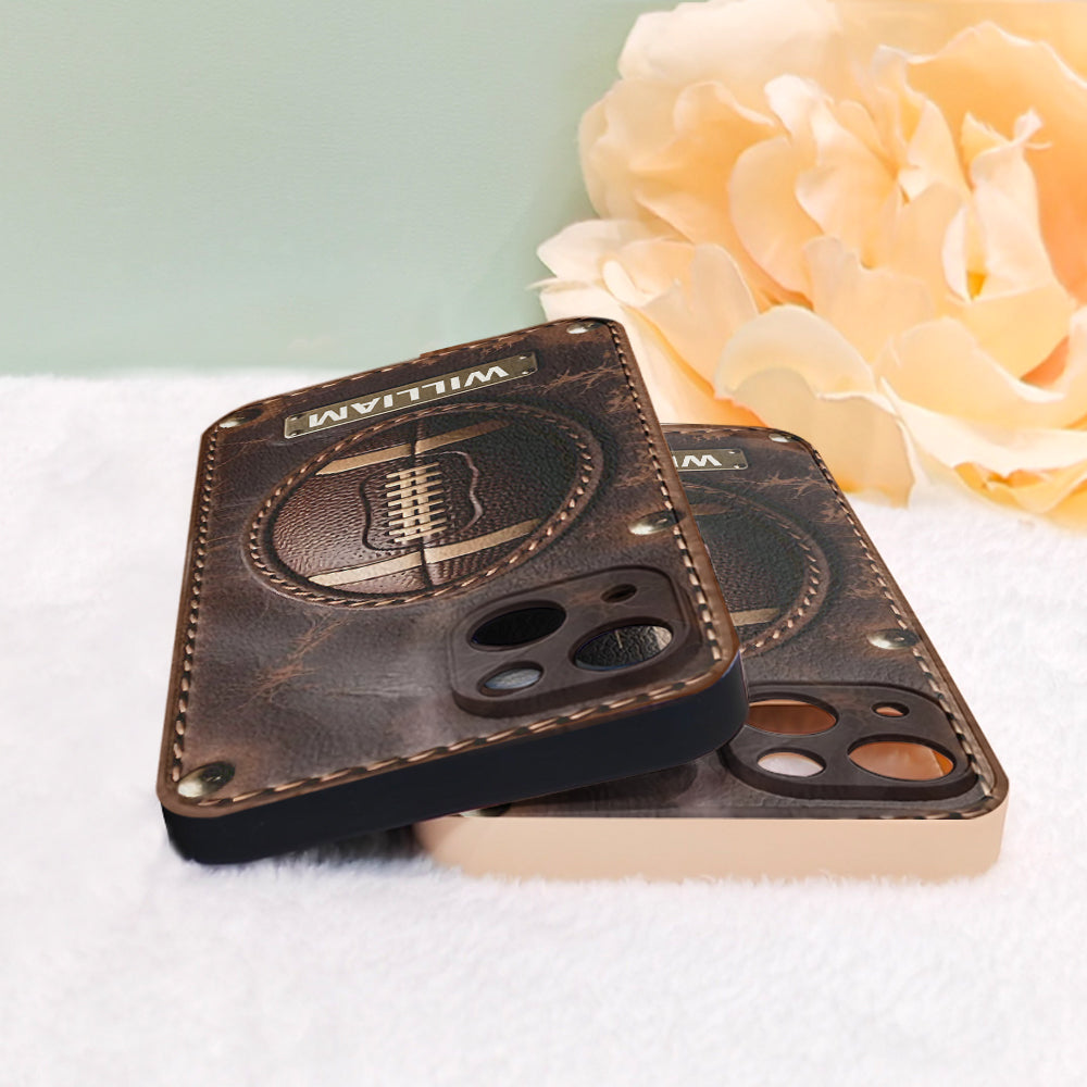 Spieltag – Personalisierte Handyhülle aus Leder mit Fußballmotiv