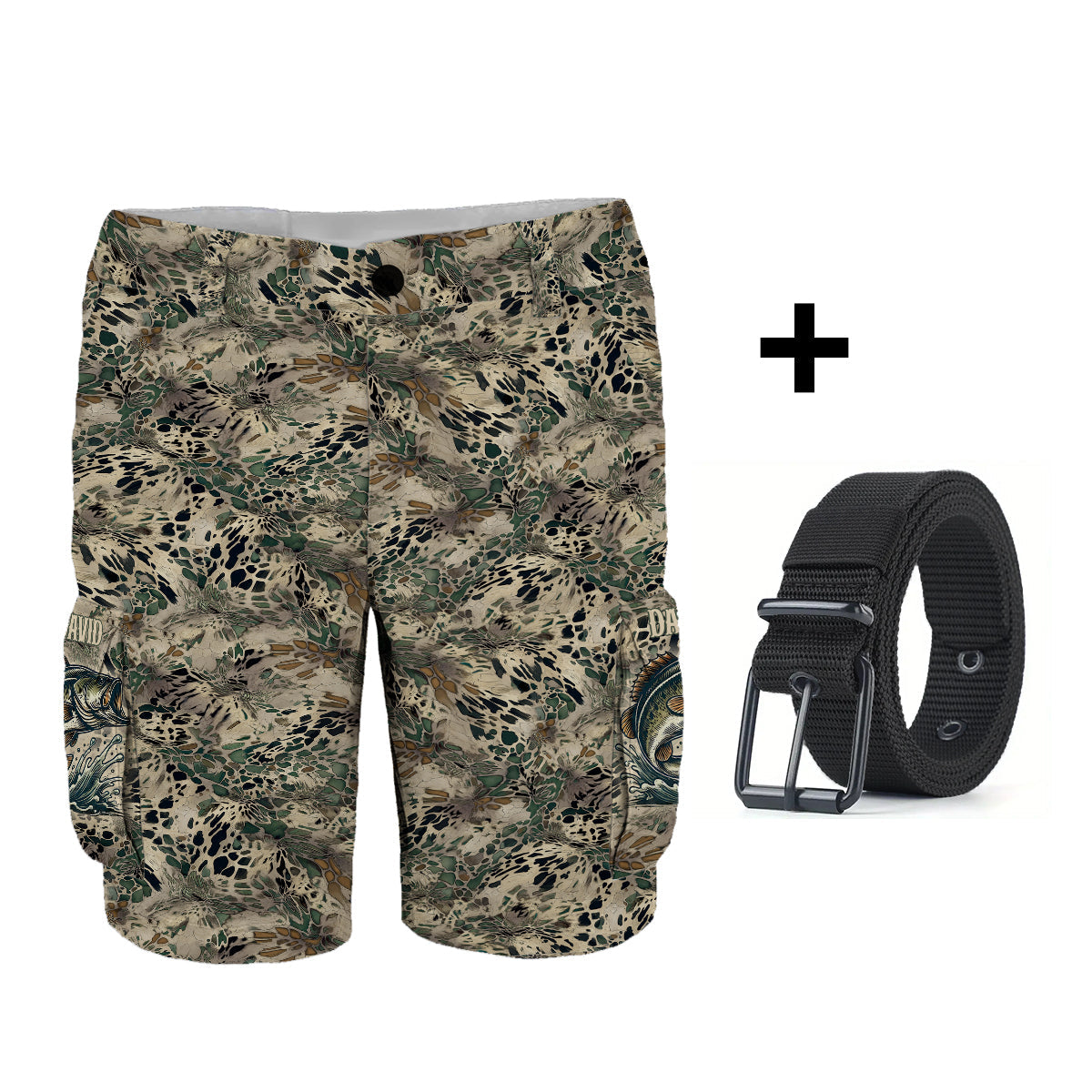 Angelgeschenk für ihn/Ehemann/Vater... - Personalisierte Angel-Cargoshorts mit Gürtel