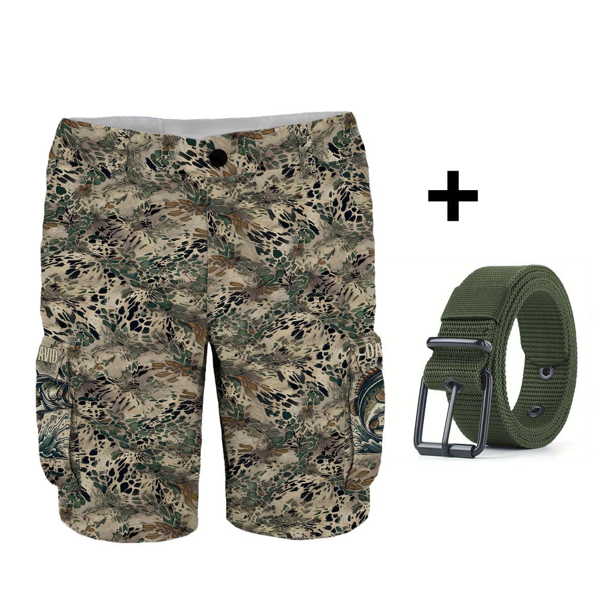 Angelgeschenk für ihn/Ehemann/Vater... - Personalisierte Angel-Cargoshorts mit Gürtel