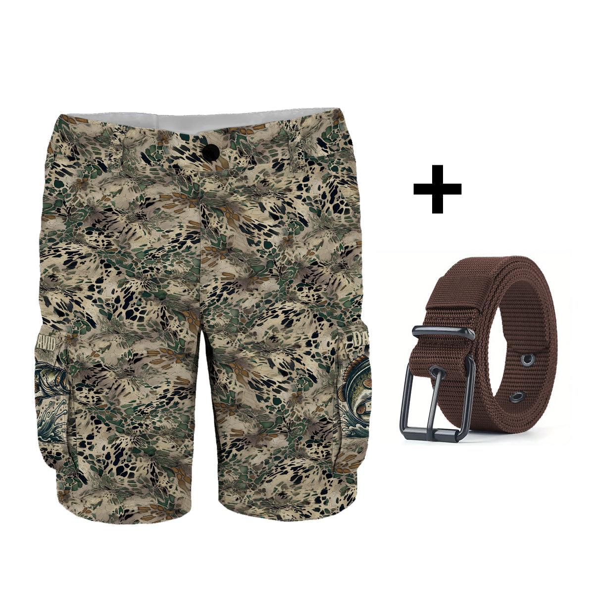 Angelgeschenk für ihn/Ehemann/Vater... - Personalisierte Angel-Cargoshorts mit Gürtel