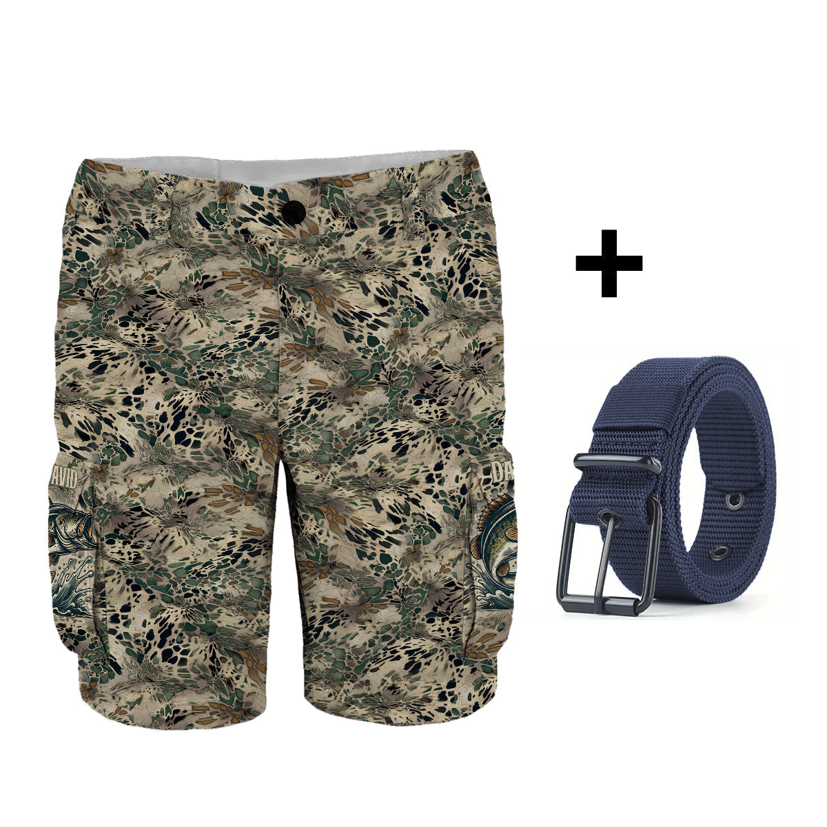 Angelgeschenk für ihn/Ehemann/Vater... - Personalisierte Angel-Cargoshorts mit Gürtel