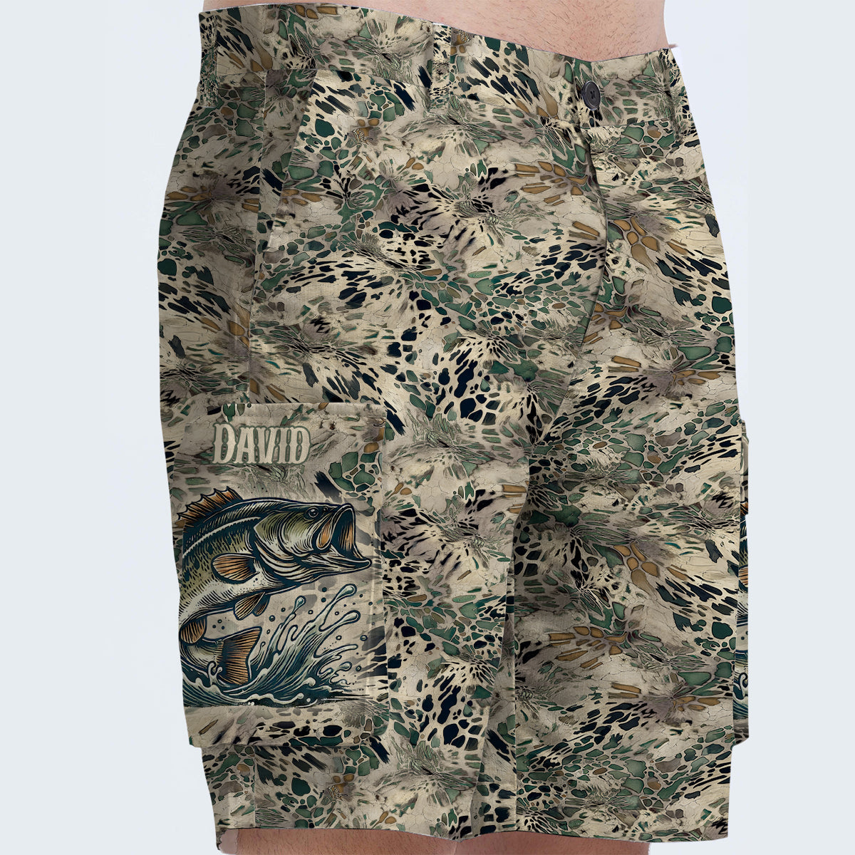 Angelgeschenk für ihn/Ehemann/Vater... - Personalisierte Angel-Cargoshorts mit Gürtel