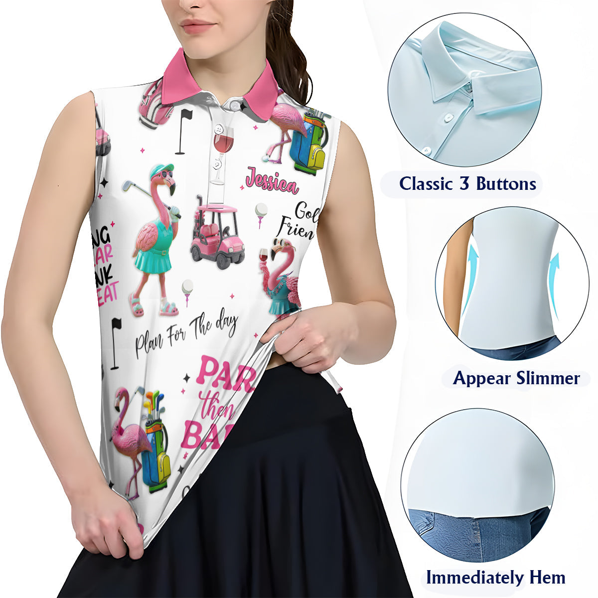 Par Then Bar - Personalized Golf Sleeveless Polo Shirt