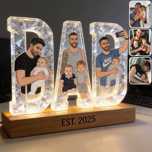 Bester Papa aller Zeiten - Personalisierte LED Nachtlampe in Form eines Vaters