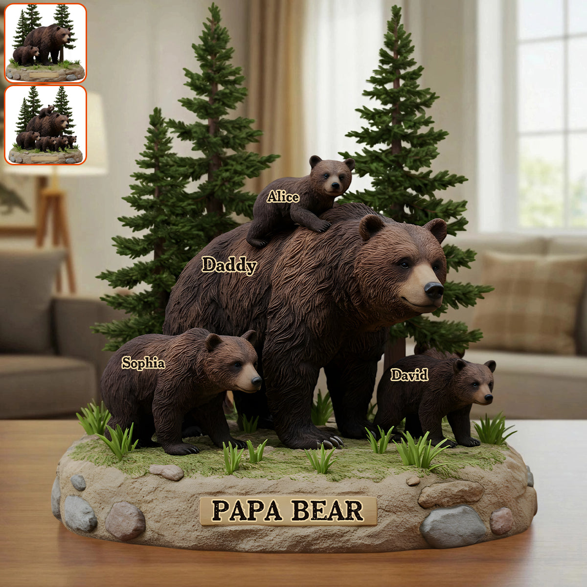 Papa Bär – Personalisierte, individuell geformte Acrylplakette für Väter