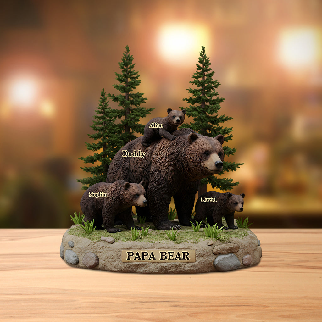 Papa Bär – Personalisierte, individuell geformte Acrylplakette für Väter