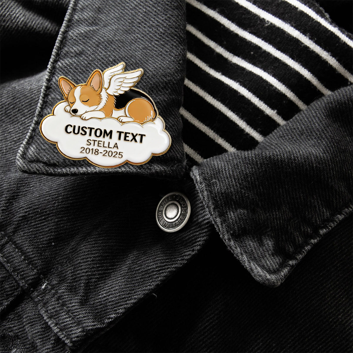 Deine Flügel waren bereit, doch mein Herz nicht – Gedenken an dein Haustier – Personalisierte Hunde-Anstecknadel