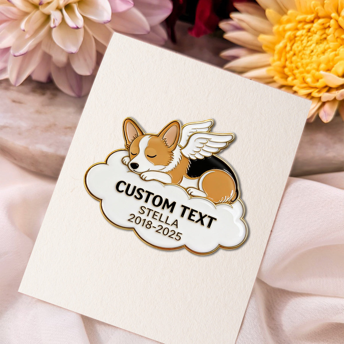 Deine Flügel waren bereit, doch mein Herz nicht – Gedenken an dein Haustier – Personalisierte Hunde-Anstecknadel