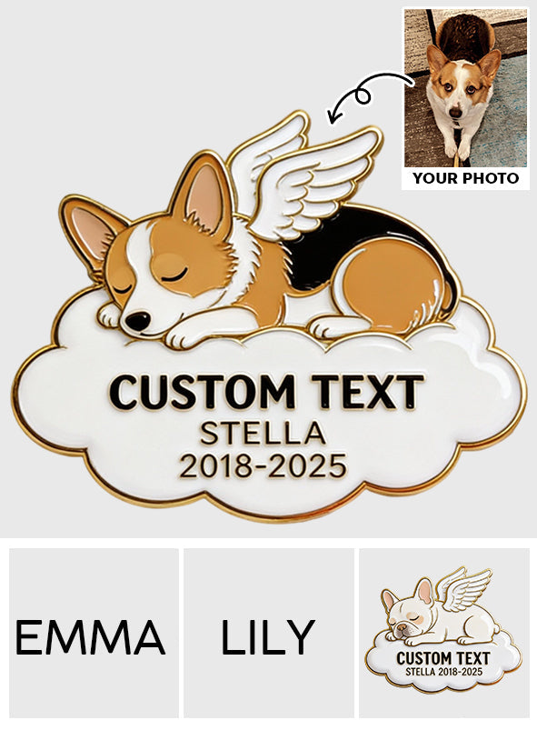 Deine Flügel waren bereit, doch mein Herz nicht – Gedenken an dein Haustier – Personalisierte Hunde-Anstecknadel